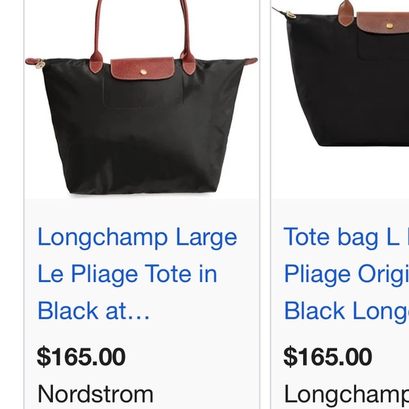 NWT Longchamp Le Pliage Shoulder Nylon Bag Tote, BLACK, large - Picture 3 of 3